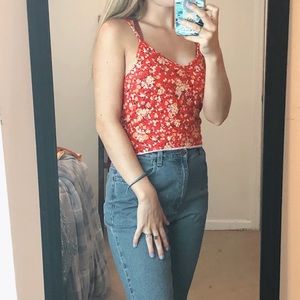 Red floral tank